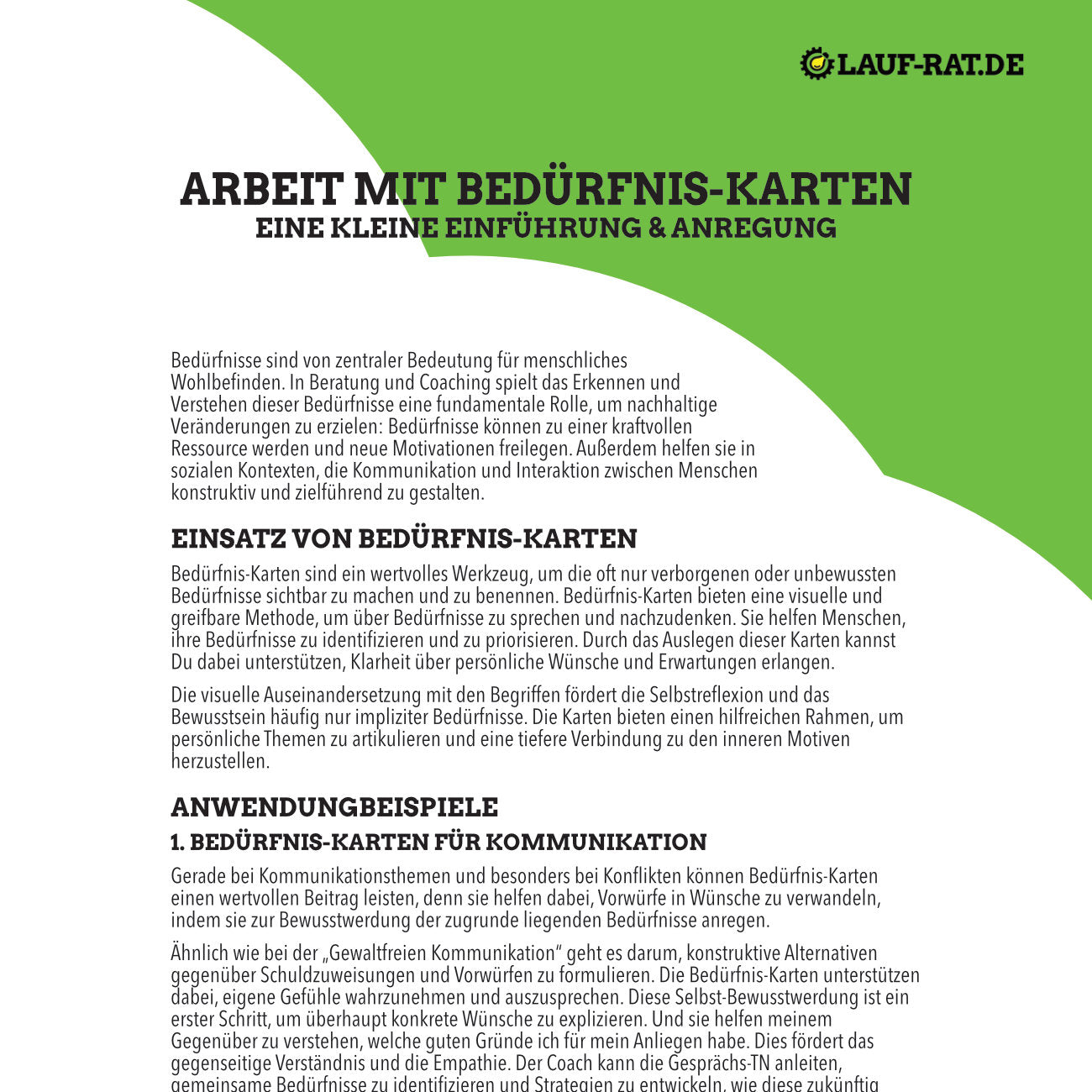 Anleitung Bedürfnis-Karten im Coaching einsetzen PDF