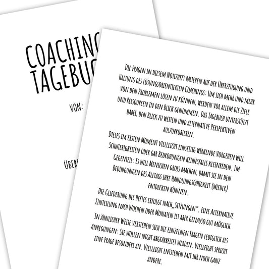 PDF-Tagebuch für Reflexion von Coaching und Supervision