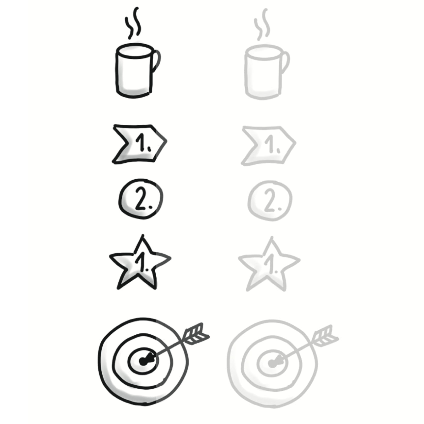 Flipchart zeichnen leicht gemacht. Kostenlose PDF zum Nachzeichnen einfacher Symbole