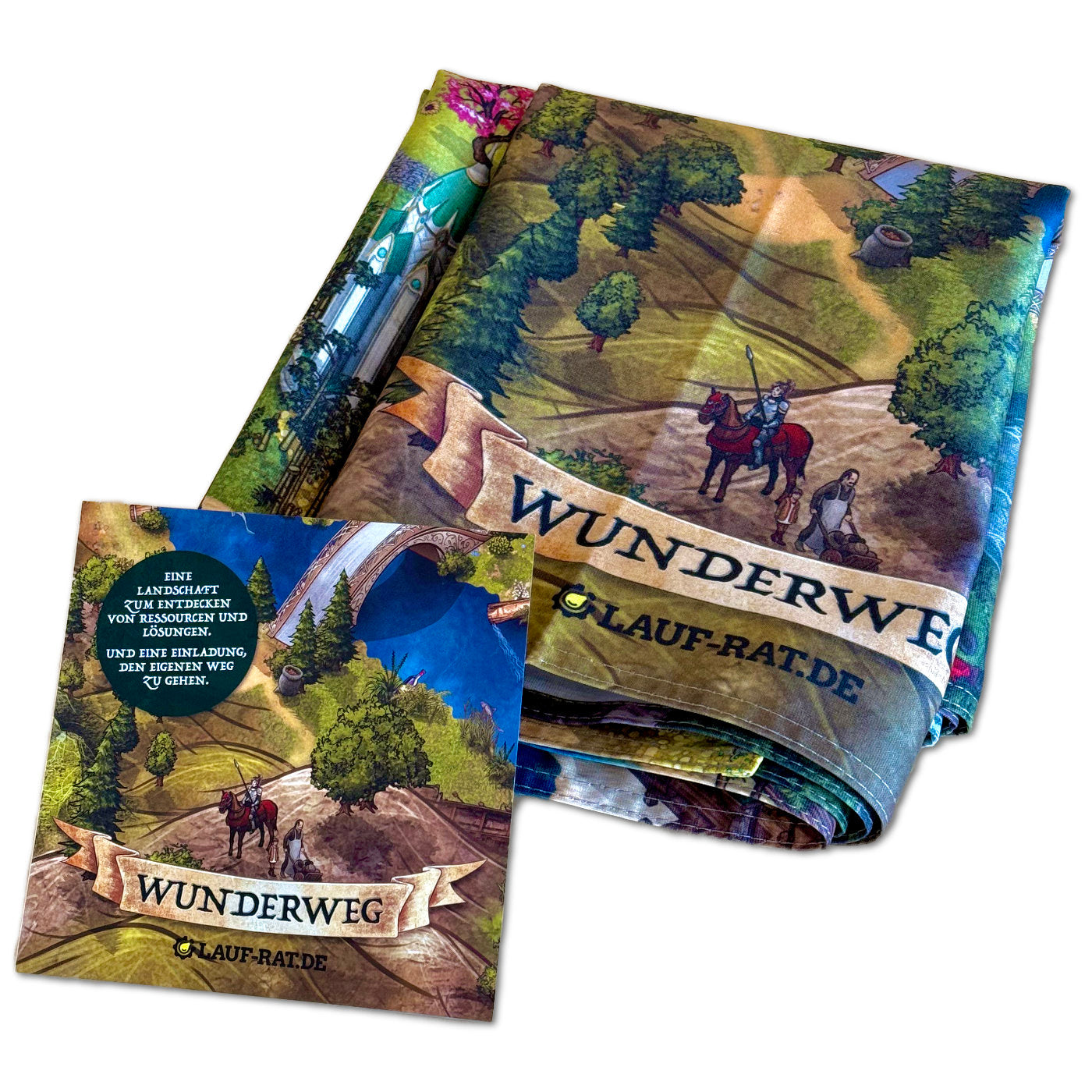 Methode und Coaching-Landkarte Wunderweg auf rPET-Stoff gedruckt