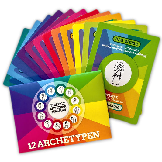 Coaching-Tool Archetypen – 12 Archetypen als Bildkarten Din-A5 im Pappmäppchen