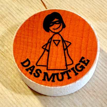 Das "Mutige" als einer der zwölf Archetypen-Holzsteine aus dem Coaching-Tool von Lauf-Rat