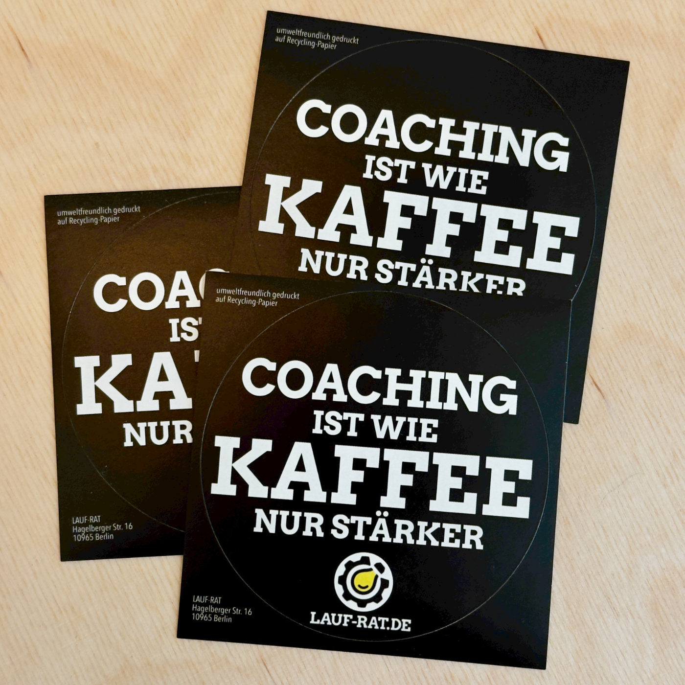 Aufkleber im Dreierpack: Coaching ist wie Kaffee
