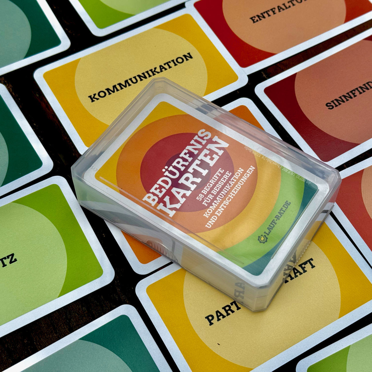 Bedürfnis-Karten nach Maslow farblich sortiert zur Visualisierung zentraler Bedürfnisse