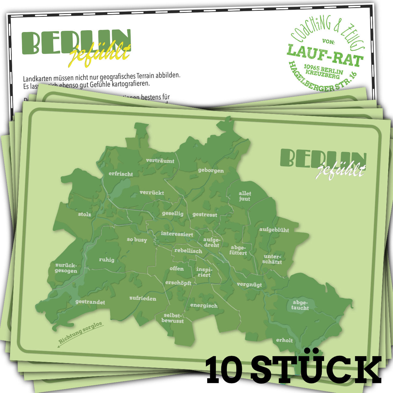 Berlin Postkarte mit Gefühlen für die Bezirke