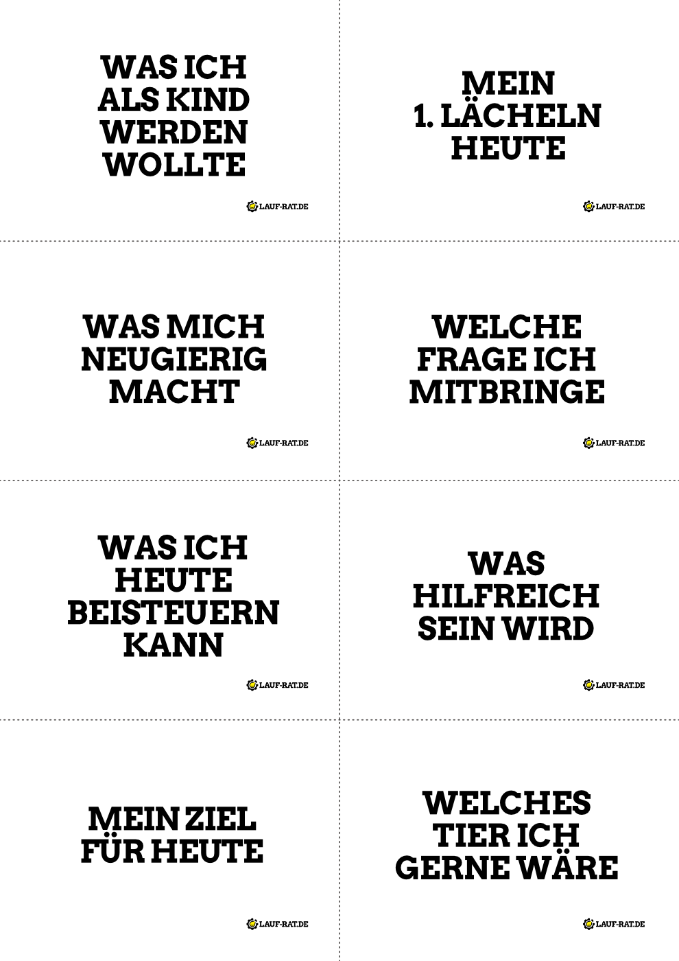 PDF mit Einstiegsfragen zum Ankommen und Kennenlernen zum Ausdrucken und Ausschneiden