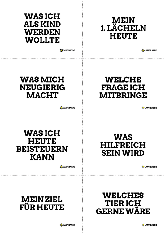 PDF mit Einstiegsfragen zum Ankommen und Kennenlernen zum Ausdrucken und Ausschneiden