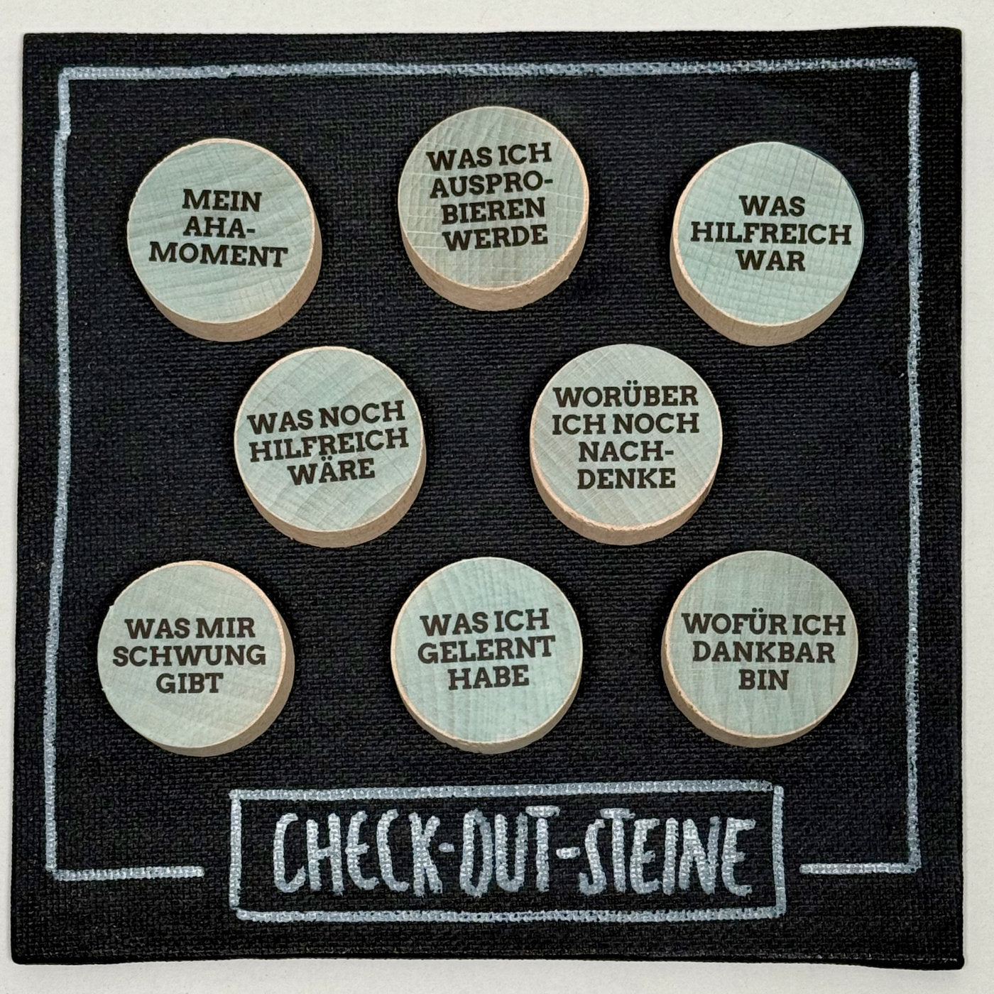 Check-Out-Methode mit 8 Holzsteinen von Lauf-Rat