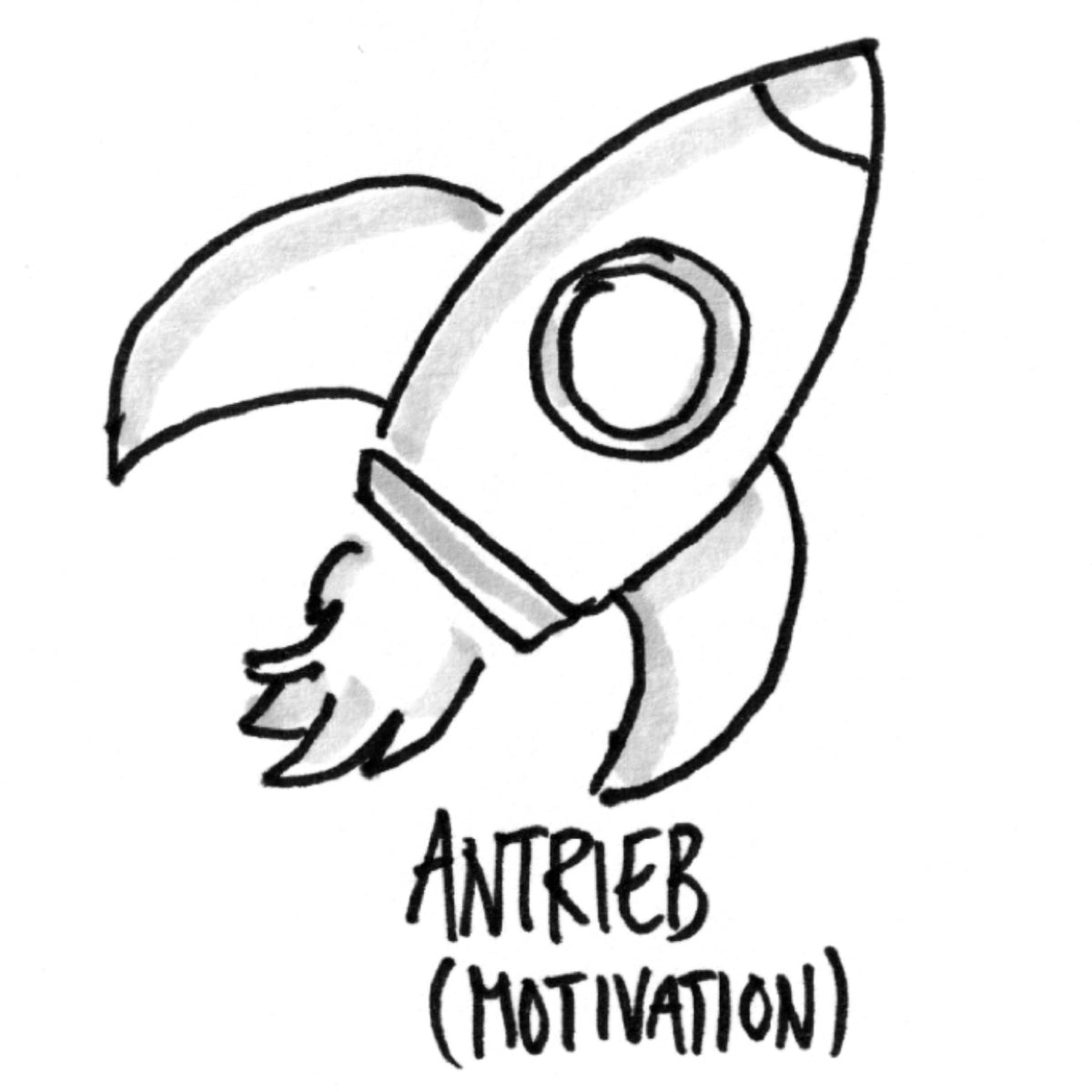 Rakete als Sketchnote-Motiv – Symbol für Antrieb und Motivation im lösungsorientierten Coaching