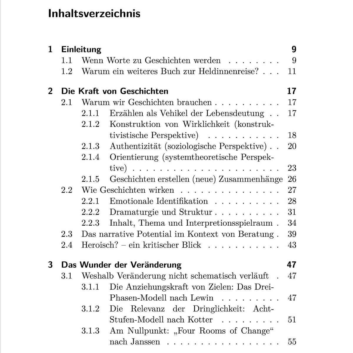 Auszug aus dem Inhaltsverzeichnis „Die Heldinnenreise als narratives Prisma“ für Supervision und Coaching