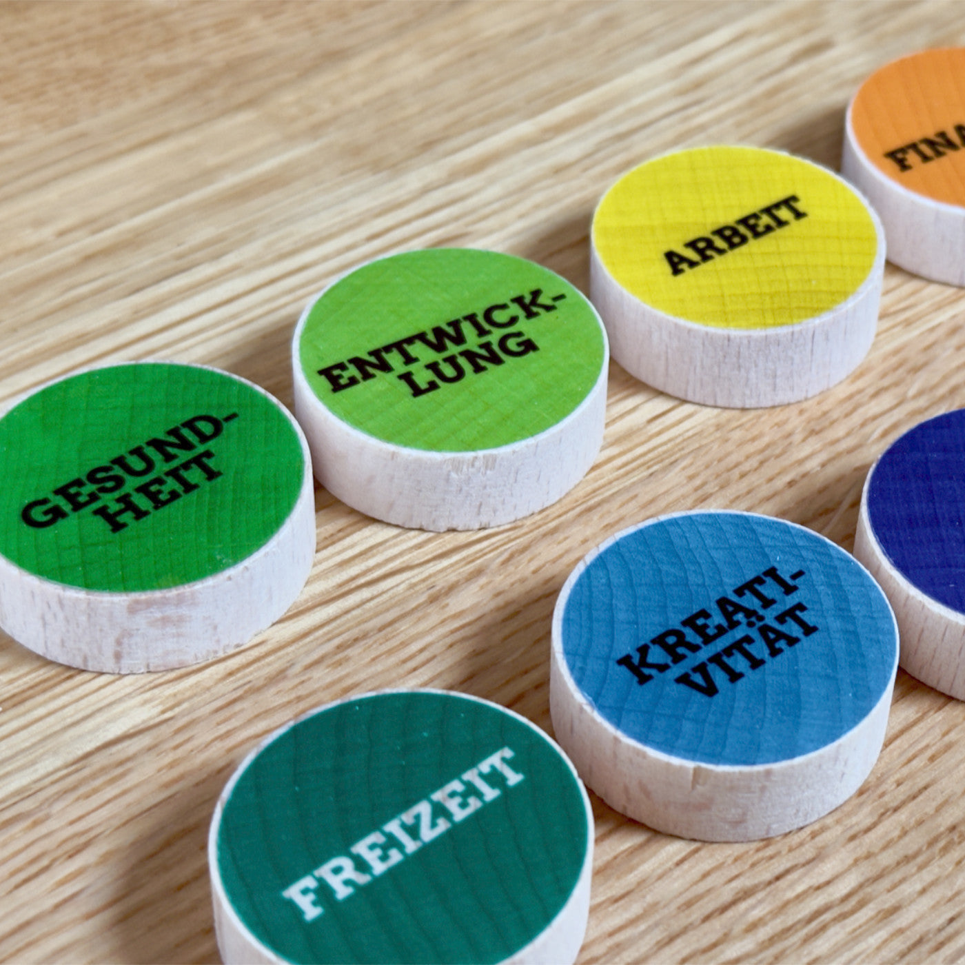 Lebens-Rad-Steine aus Holz im Baumwollbeutel als haptisches Coaching-Tool für Reflexion und Orientierung