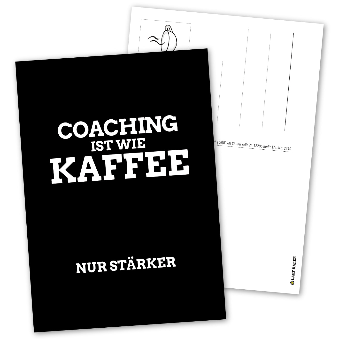 Postkarte mit Spruch „Kaffee ist wie Coaching“