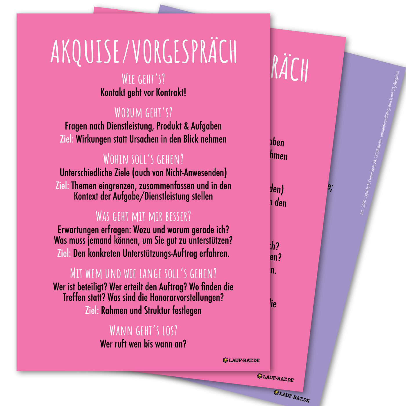 Beidseitige Postkarte für Coaches und Supervisor:innen – Vorderseite mit 6 Leitfragen, Rückseite mit Reflexionsfragen zur Vorbereitung auf das Vorgespräch. #CoachingMaterial #SupervisionMethoden