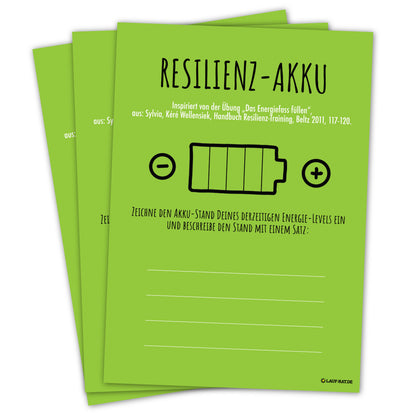 Postkarte für Resilienzarbeit mit Akku-Symbol