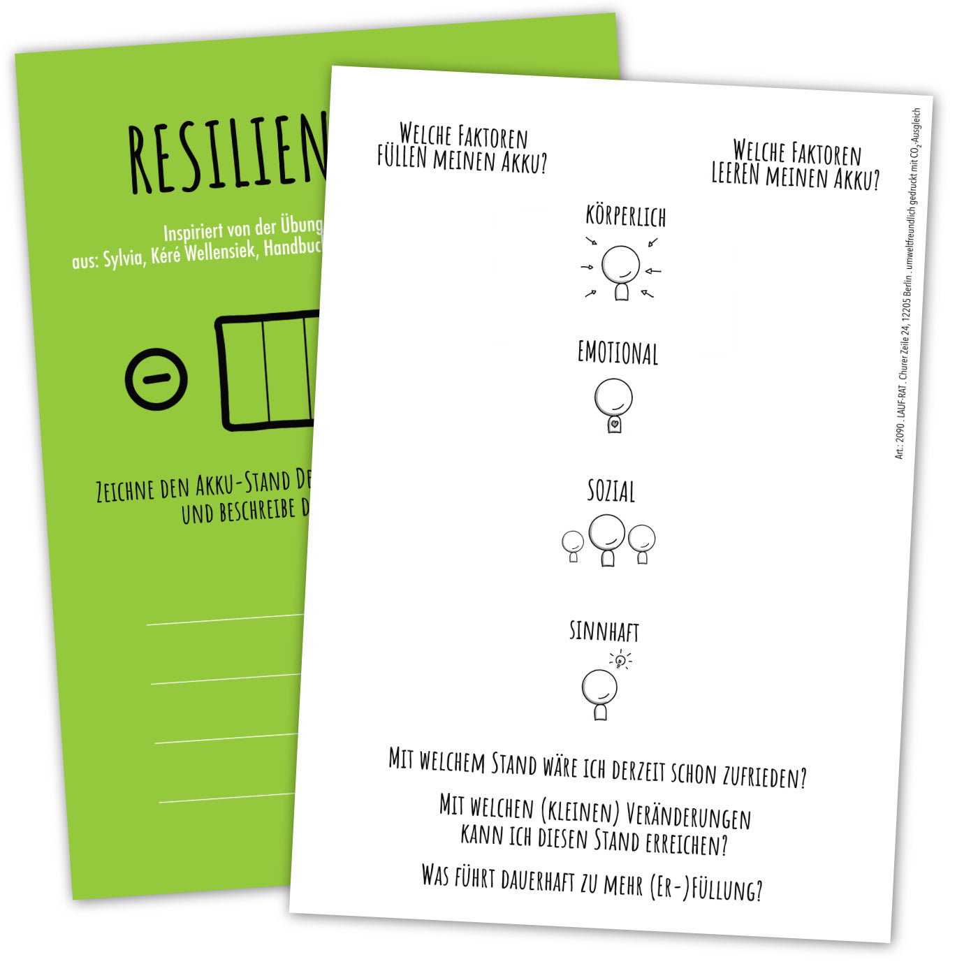 Das Energiefass füllen mit der Postkarte für Resilienz