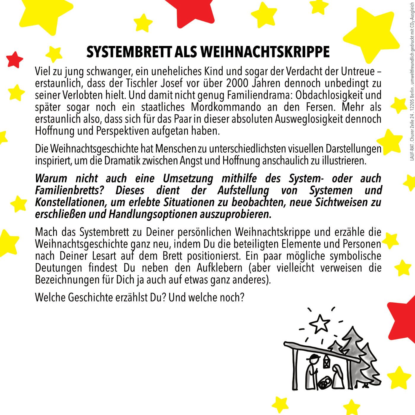 Rückseite der Systembrett-Karte mit freier Fläche für persönlichen Weihnachtsgruß oder Firmenstempel, ideal für Kundengeschenke im Coaching-Bereich.