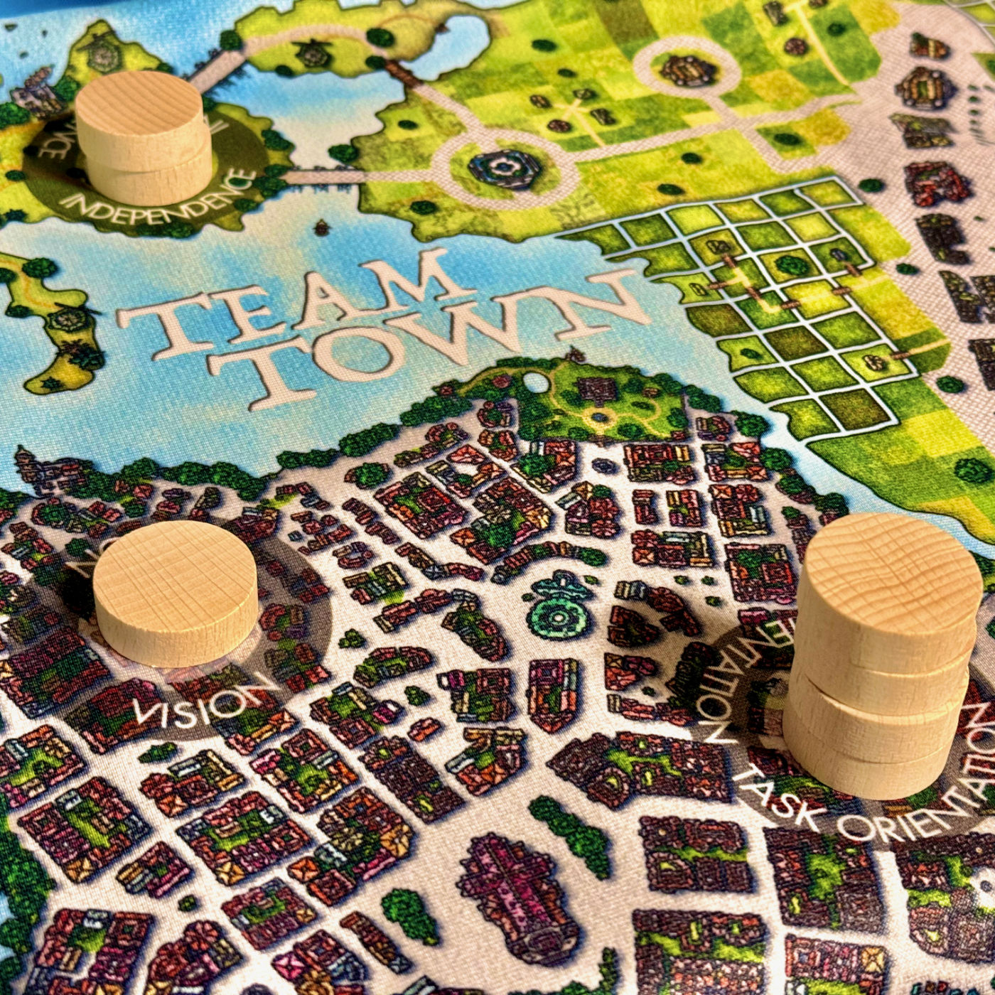 Wood tokens on the coaching map team town by lauf-rat