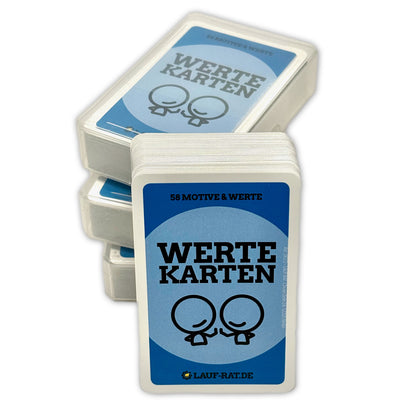 60 Werte-Karten als Spielkarten mit Begriffen und Motiven für Coaching, Entscheidungsfindung und Reflexion