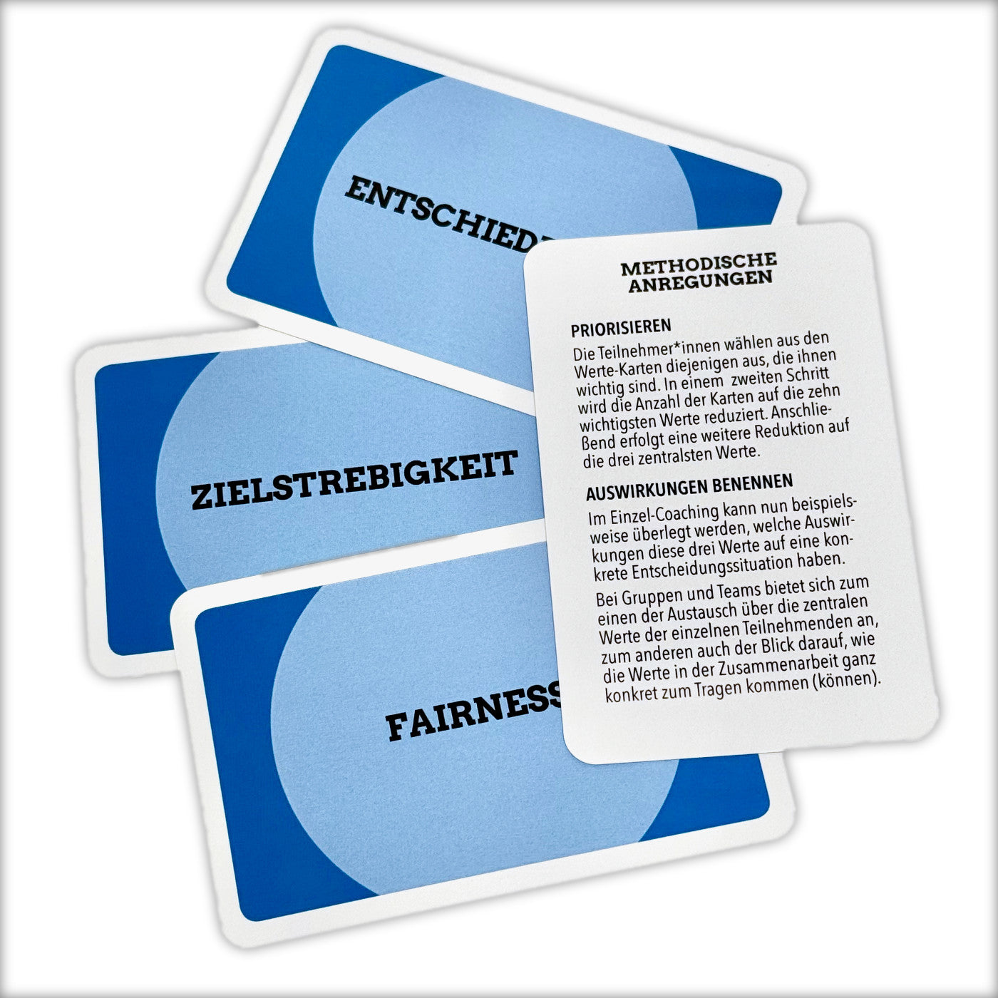 Wertekarten helfen im Einzelcoaching um Entscheidungen zu treffen und Handlungsschritte umzusetzen