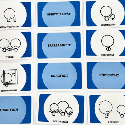 Karten-Methode für Coaching mit Werte-Begriffen und inspirierenden Motiven als günstiges Karten-Set.