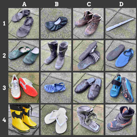 Online-Version der Postkarten-Methode für den Gesprächs-Einstieg. 28 unterschiedliche Paar Schuhe für Stimmung und Befindlichkeit